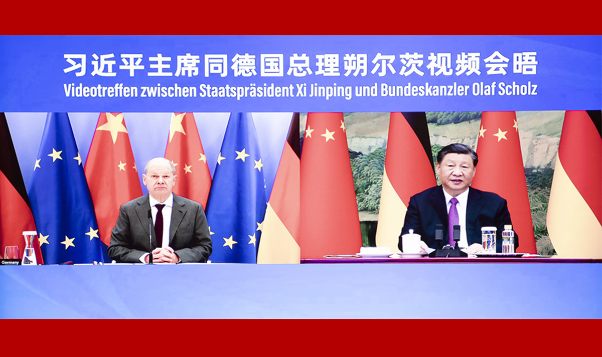 习近平同德国总理朔尔茨举行视频会晤